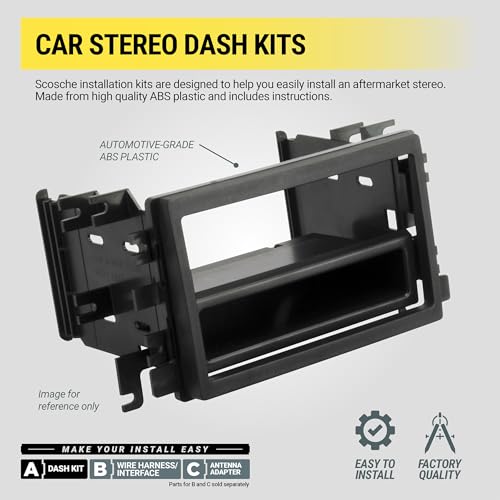 Scosche ICGM8BN Double DIN Radio Installation Dash Kit Compatible with Select 2000-2012 General Motors Vehicles - Complete Basic Aftermarket Car Stereo Install Kit - See Fit Guide Image for Vehicles