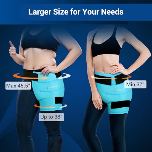 Comfytemp Large Hip Ice Pack Wrap for Sciatica, Hip Replacement, Fracture, Pain Relief, FSA HSA Eligible, Reusable Gel Ice Pack for Injuries, Cold Compression Hip Brace Physical Therapy Recovery Gifts