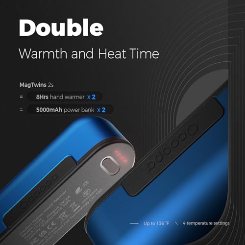 OCOOPA 2in1 Magnetic Rechargeable Hand Warmers, Electric Handwarmer, 16 Hrs Warmth 4 Levels Heat Up to 136℉, USB-C Portable Charger 10000mAh, Raynauds, Golf, Tech Gifts for Men, Union UT2s(MagTwins)