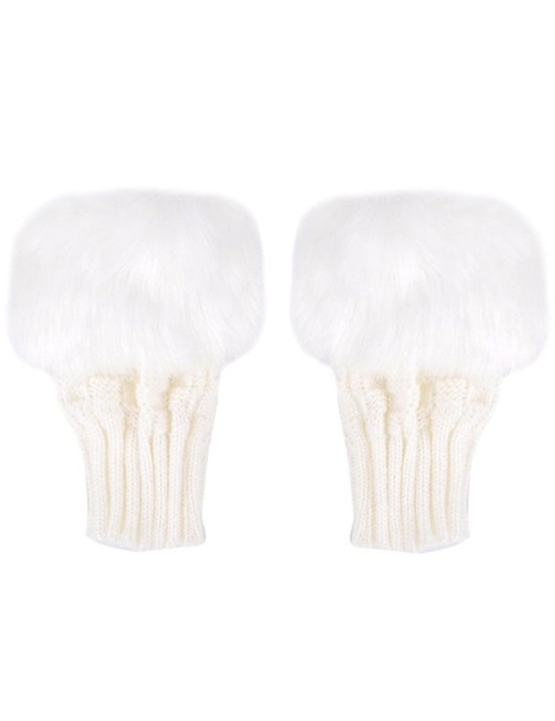 Luwint LED Glow Blink Fur Fingerless Knit Gloves - Funny Light Up Mitten for Party Christmas Halloween Costume