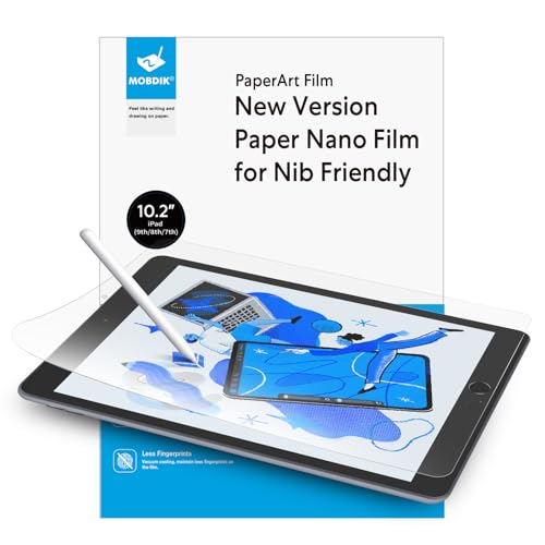 MOBDIK 2 Pack Paperfeel Screen Protector Compatible with iPad 9/8/7 (10.2 Inch, 2021/2020/2019, 9th/8th/7th Generation), Crafted for Natural Writing, Anti Glare with Easy Installation Kit
