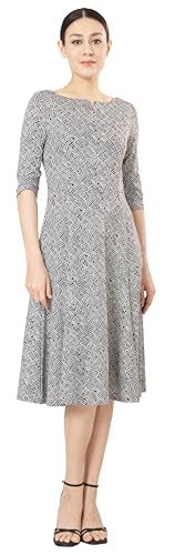 Marycrafts Women's Fit Flare Tea Midi Dress for Office Business Work 18 Dark Blue