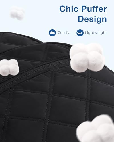 BAGSMAT Travel Laptop Backpack, Cute College Backpack for Women, Quilted Computer Bookbag, Water Resistant 15.6 Inch Laptop Lightweight Casual Bag Backpack