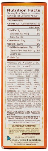 Blue Diamond Gluten Free Almond Nut-Thins Cracker Crisps, Cheddar Cheese, 4.25 Ounce