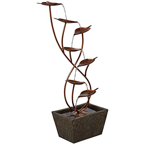 Ashton Curved Leaves 41" High Large Modern Indoor Outdoor Decor Copper Resin Floor Fountain Standing Waterfall Tiered Cascading Water Feature for Outside Garden Patio Yard Backyard - John Timberland