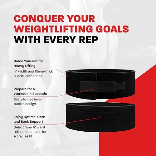 Hawk Sports Weightlifting Belt for Men and Women, 10mm x 4" Genuine Leather Lever Belt for Bodybuilding, Perfect for Deadlifting, Powerlifting, and Squats - Small, Black