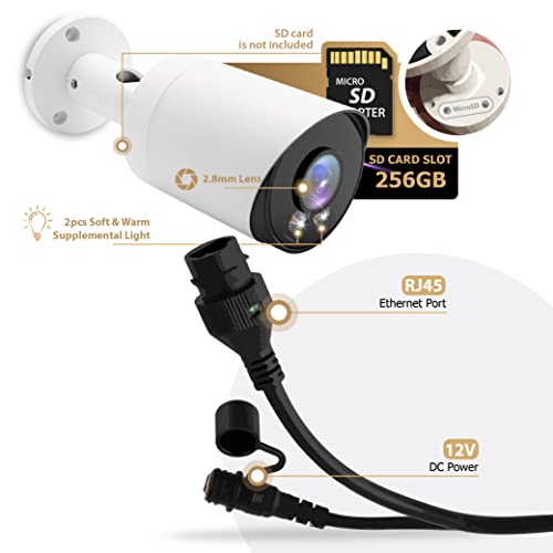 Marquis HD 6MP PoE IP Color vu Bullet Camera 24/7 Color Night SonyStarvis Sensor w/Audio and SD Card Slot IP Security Camera IP67 Weatherproof Wide Angle 2.8mm (SDCard Not Included)