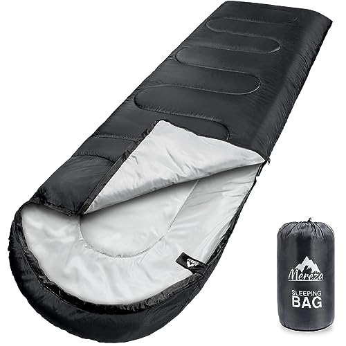 MEREZA Sleeping Bags XL for Adults Mens Large Wide Sleeping Bag for Camping & Backpacking Big and Tall Sleeping Bags for Women 4 Season Warm & Cool Weather with Compression Sack Bermuda Bue&Yellow