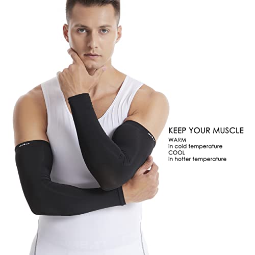 HiRui Arm Compression Sleeves for Men Women Youth Kids, UV Protection 20-30mmHG Support, Great for Running Cycling Basketball Golf Tattoo Cover, Breathable Moisture-Wicking (Black, Small)