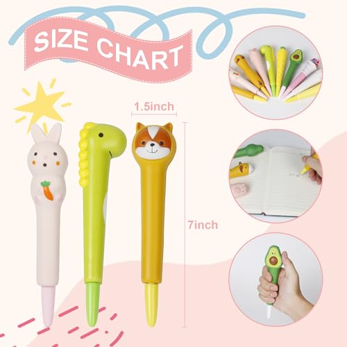Pipigaty Kawaii Pens Squishies 10pk, gel ink Animals Fun Stationary, Great for Stress Relief, Cute Sponge Pens Set for Students With 20 Refills for Kids Students School Office