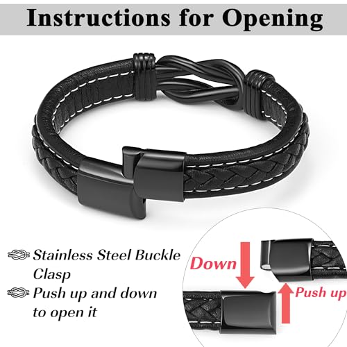ORISPRE Fathers' Day Gifts from Girlfriend for Boyfriend Husband Him Men Birthday Gift Ideas Anniversary Mens Leather Bracelet Unique Gifts Who Have Everything Want Nothing