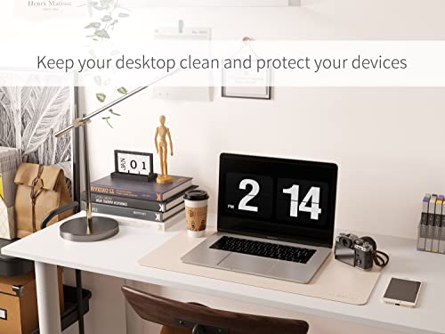 RENMTURE Dual-Sided Mouse Pad, Natural Cork & PU Leather Large Desk Pad for Office and Home Work, Desk Protector Non-Slip, Waterproof, Easy Clean (Pink, 36"x17")