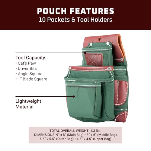 Occidental Leather OxyLights 4 Pouch Fastener Bag - Left Hand - 10 Pockets & Tool Holders - Made in USA
