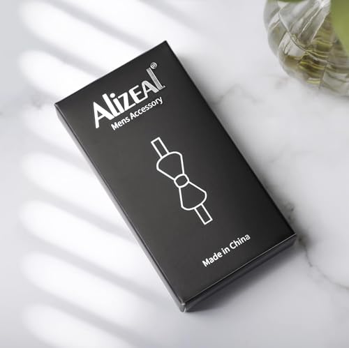 Alizeal Mens Paisley Jacquard Self-Tie Bow Tie Pocket Square Set (Plum Purple)