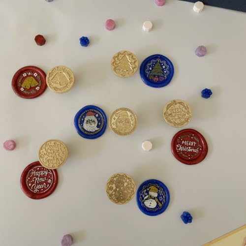 Vintage Blessing Sealing Wax Stamp, Happy Christmas Wax Seal Stamp Brass Head and Wooden Hilt for Wedding Christmas Party Invitations Envelopes Gift Wrap (Little Bell-A169)