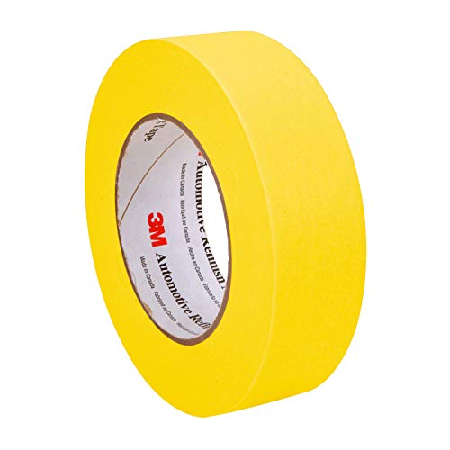 3M Automotive Refinish Masking Tape, 36 mm x 55 m, Yellow, 24 Pack – High-Performance Tape for Precise Auto Painting and Detailing