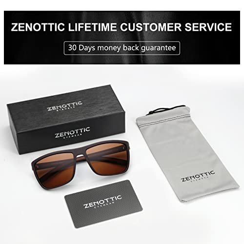 ZENOTTIC Polarized Sunglasses for Men Lightweight TR90 Frame UV400 Protection Square Sun Glasses (S04 Transparent Frame/Blue Mirrored Lens)
