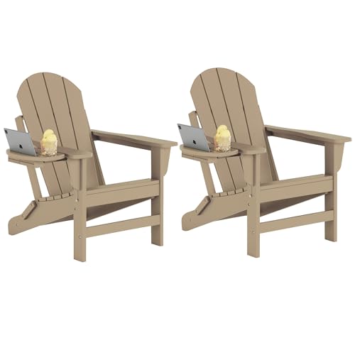 NAVINE Adirondack Chair, HDPE Folding Adirondack Chair with Multifunctional Cup Holder, Weather Resistant Fire Pit Chair for porches, patios, patios, poolsides, Decks.