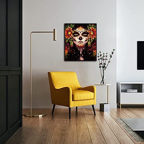 Paint by Number for Adults, CAYUDEN 16" x 20" Acrylic Paint by Numbers for Adults Beginner Kids Calavera Girl Painting by Number Kit on Canvas with 3 Brushes DIY Watercolor Adult Paint by Numbers Kits