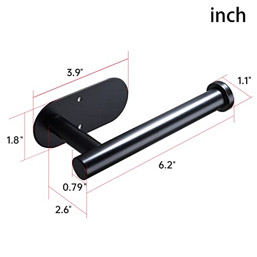 YIGII Adhesive Toilet Paper Holder - Self Adhesive Black Toilet Paper Roll Holder Wall Mount for Bathroom and Kitchen, SUS-304 Stainless Steel