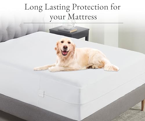 California Design Den 100% Waterproof Zippered Mattress Encasement - Twin Mattress Cover - 6 Sided Protection - Premium Quality, Breathable and Durable Twin Box Spring Cover (White)