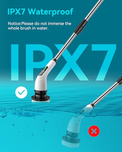 Electric Spin Scrubber for Cleaning Bathroom: Cordless Power Shower Scrubber - Electric Cleaning Brush for Tile Tub
