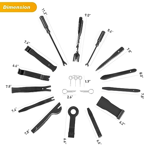 GOOACC 19Pcs Trim Removal Tool Set Panel Fastener Clips Removal Automotive Plastic Upholstery Pliers Removal Install Removal Car Tool with Storage Bag for Trim Panel Audio Clip Pliers Terminal-Black