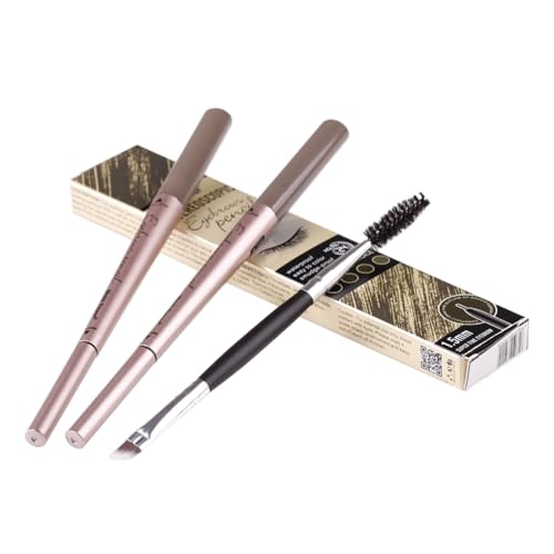 HeyBeauty 2 Pack of Eyebrow Pencil, Waterproof Eyebrow Makeup with Dual Ends, Professional Brow Kit with Eyebrow Brush, Black