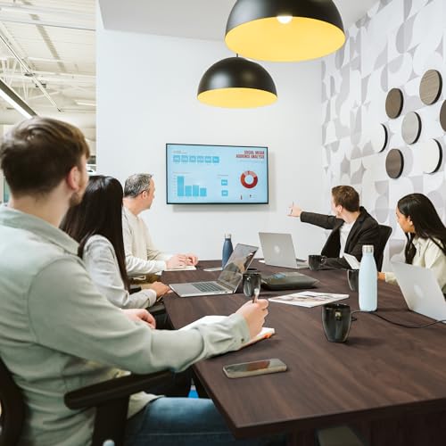 Bush Business Furniture 96-inch Office Conference Table with Wood Base, Boardroom Meeting Space for 8 Users, Hansen Cherry