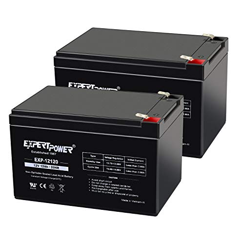 2 Pack ExpertPower 12 Volt 12 Ah Rechargeable Battery || EXP12120,Black