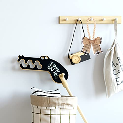 Meseey 4 Pieces Double-Layered Burlap Bows with Wood Beads Garland Hanging Bows Rustic Bow with Wooden Bead Decor for Christmas Trees Holiday Farmhouse Wreath Decoration