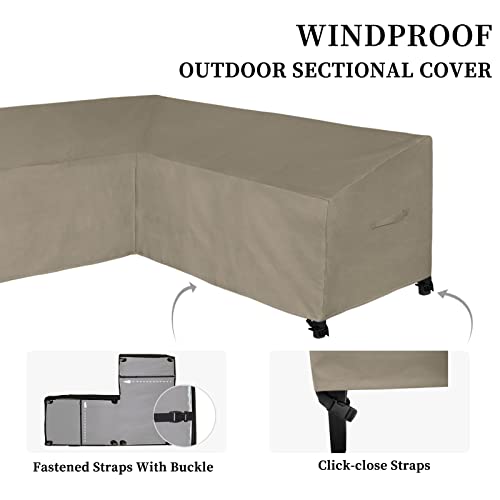 Easy-Going Patio V-Shaped Sectional Sofa Cover, Waterproof Outdoor Sectional Cover,Heavy Duty Garden Furniture Cover with Air Vent 70" L (on Each Side) x 33.5" D x 31" H, Camel