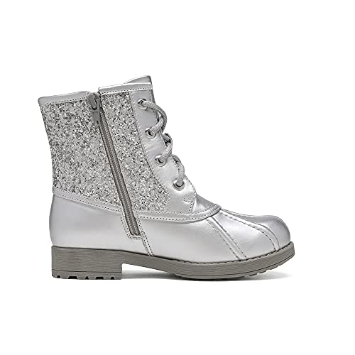 DREAM PAIRS Girls Side Zipper Glitter Ankle Boots(Toddler/Little Kid/Big Kid),Size 6 Big Kid,PINK/RAINBOW,KBO212
