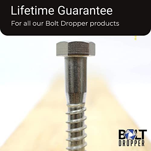 Bolt Dropper 1/2" x 3" Stainless Hex Head Lag Bolt Screws, (10 Pack), 304 (18-8) Stainless Steel Coach Bolts/Large Screws for Wood with Plain Finish by Bolt Dropper