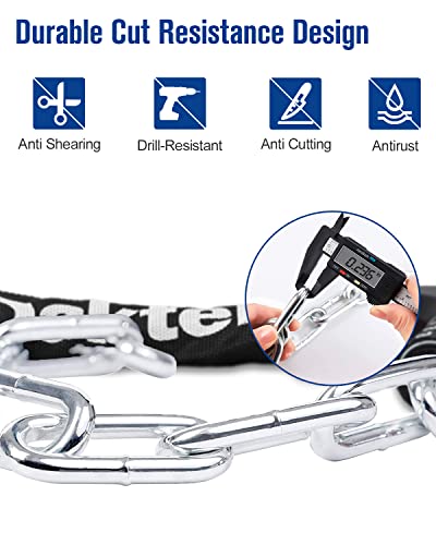 NDakter Bike Lock,Bike Chain Lock with 2 Ways to Unlock,4 Digit Combination Heavy Duty Anti-Theft Bicycle Lock with 2 Keys,3.2/4.28Ft High Security Scooter Locks for Ebike,Electric,Motorcycle,Door