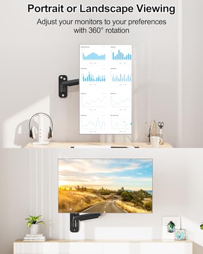 MOUNT PRO Single Monitor Wall Mount for 13 to 32 Inch Computer Screens, Gas Spring Arm Holds Up to 17.6lbs, Full Motion Adjustable,VESA Mount 75x75, 100x100,Black