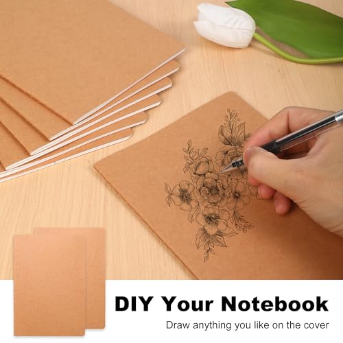 12 Pieces Blank Kraft Notebooks, 8.3x5.5 Inches A5 Small Journals Bulk Blank Notebooks 80 GSM Unlined with 60 Pages for Kids Students School Office Traveler Sketching/Drawing/Writing Supplies,30 Sheets