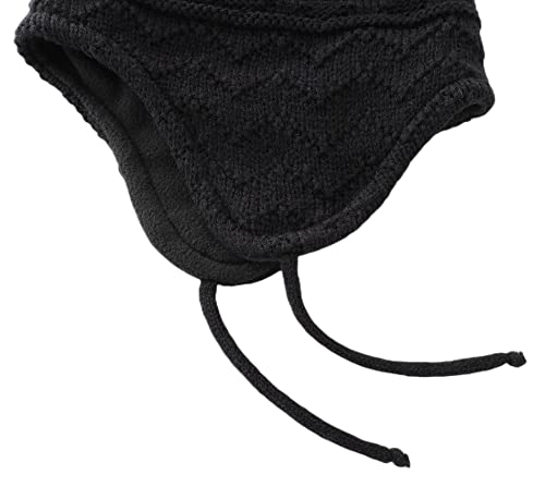 Connectyle Toddler Boy Knit Winter Hat with Ear Flaps Knit Kids Hat with Pompom Fleece Lined Beanie Cap M Blue+Purple