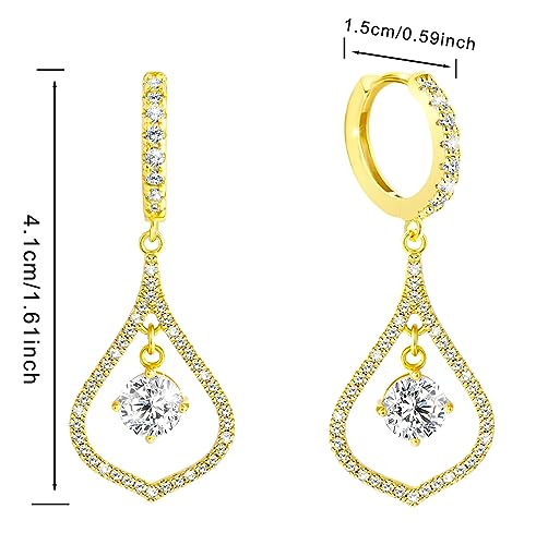 Hoop Earrings for Women Trendy - Sterling Silver Hoop Earrings with Drop Dangle Hypoallergenic Hoop Earrings with Charms Cubic Zirconia Fashion Huggie Earrings for Sensitive Ears Gift for Her Ladies
