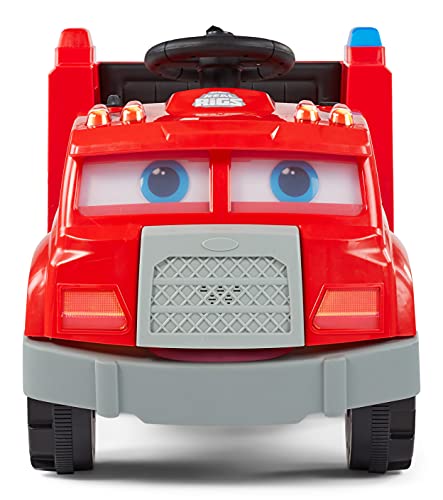 Kid Trax Real Rigs Toddler Fire Truck Interactive Ride On Toy, Kids Ages 1.5-4 Years, 6 Volt Battery and Charger, Sound Effects, Red, Large