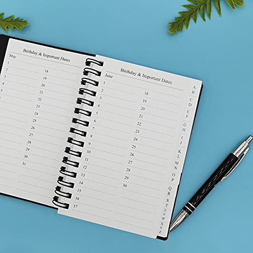 Telephone Address & Birthday Book with Tabs, Address Log Book for Contacts, with Phone Numbers, Addresses, Birthday & Password. Alphabetical A-Z Organizer, Black, 3.5x5.25 inch