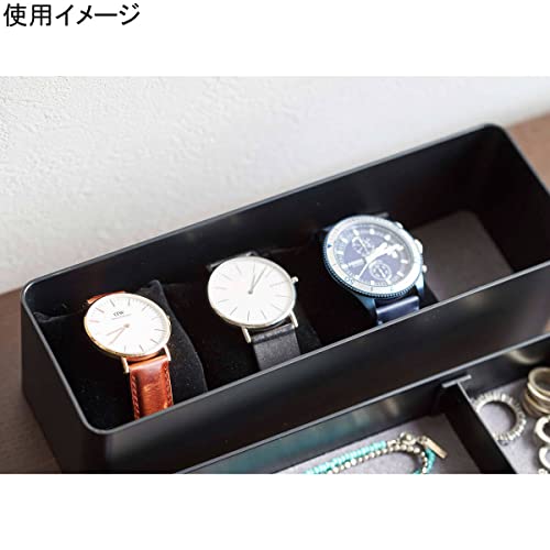 Yamazaki Home Rin Stacking Watch and Accessory Case, Jewelry Box Organizer For Glasses, 2-Tier - 2-Tier,Black
