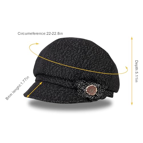 Juiterchy Women Retro Classic Visor Newsboy Cabbie Cap Beret Hats with Flower Buckle for Woman Ladies