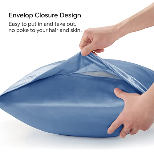 BEDELITE Satin Pillowcase for Hair and Skin, Super Soft and Cooling Similar to Silk Pillow Cases 2 Pack with Envelope Closure, Gift for Women Men(20"x30" Queen Size, Ivory)