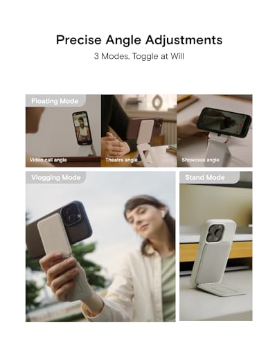 MOFT Phone Tripod Stand Compatible with iPhone 15/14/13/12 Series, Angle Adjustment & Strong Magnets & MagSafe Compatible MOVAS Invisible Selfie Stick Tripod, Jet Black