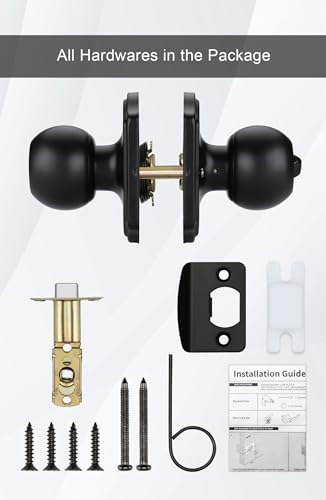 goldenwarm Matte Black Door Knobs Interior, Black Interior Door Knobs, Indoor Privacy Door Knobs for Bedroom & Bathroom(1 Pack)