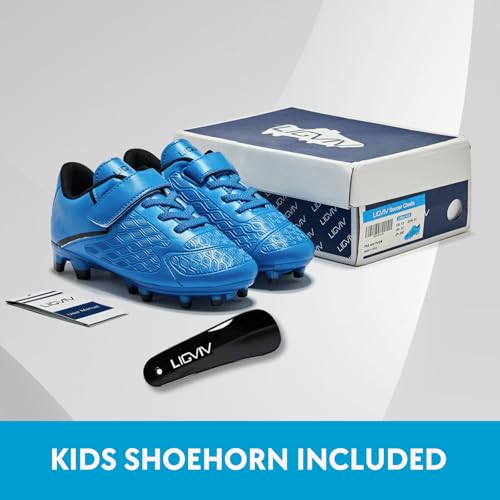 LIGVIV Kids Soccer Cleats Boys Girls - Toddler/Little Kid/Big Kid (Black Blue, Toddler, Numeric_8, Numeric, us_Footwear_Size_System, Medium)
