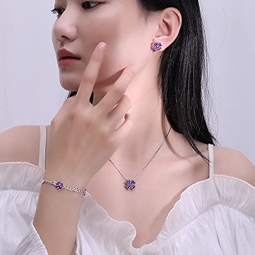 JIANGXIN 925 Sterling Silver Created Emerald Chain Link Bracelet for Women Lucky Four leaf clover Gemstone Fine Jewelry Good Luck Shamrock Birthday Gift