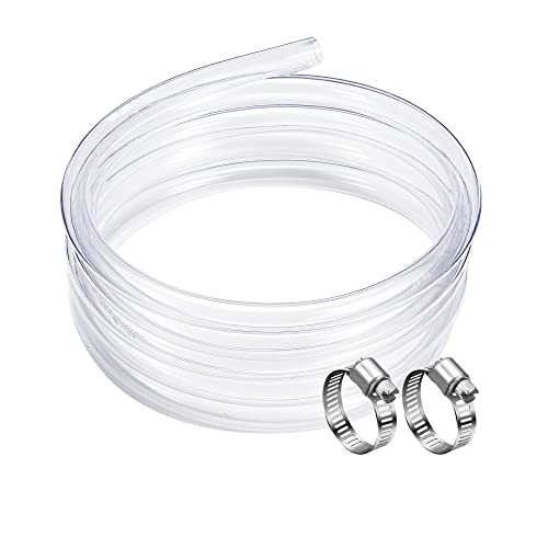DAVCO 1" ID - 5 ft Clear Vinyl Tubing with 2 Stainless Clamps, Low Pressure Flexible PVC Tube, Heavy Duty UV Chemical Resistant Lightweight Plastic Vinyl Hose, BPA Free and Non Toxic