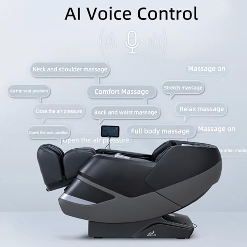 MassaMAX 2024 4D Massage Chair, Full Body Recliner with Zero Gravity, Electric Extendable Footrest, AI Voice Control, Automatic Body Scan, Deep Yoga Stretch, Foot Rollers, and Heat (Deep Black)